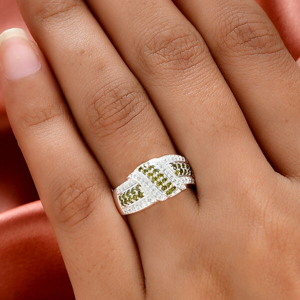 LUSTRO STELLA - Peridot und Weißer Zirkonia Ring 925 Silber image number 3