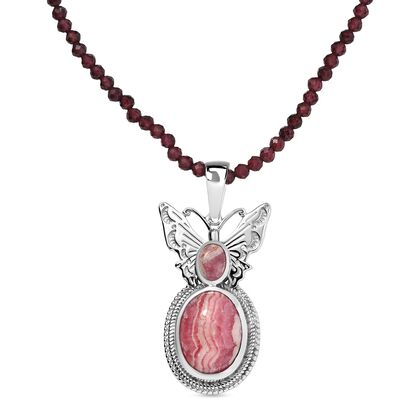 D joy AAA Rhodochrosit Schmuckset 925 Silber rhodiniert ca. 53.14 ct