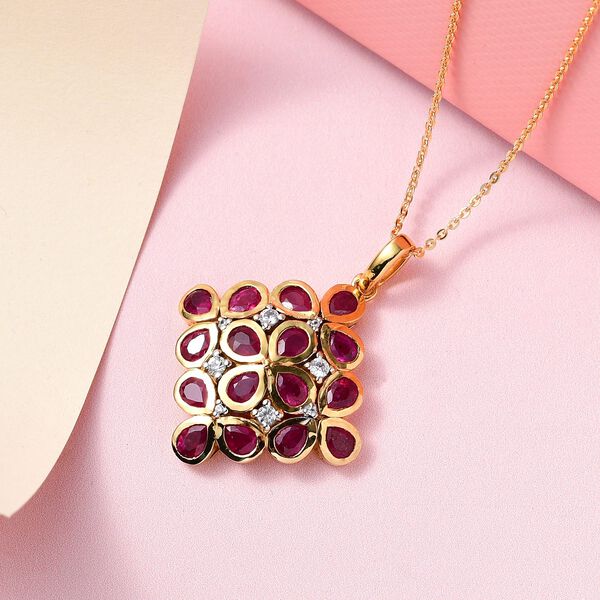 Afrikanischer Rubin und Zirkon-Anh&auml;nger mit Kette - 2,81 ct. image number 3