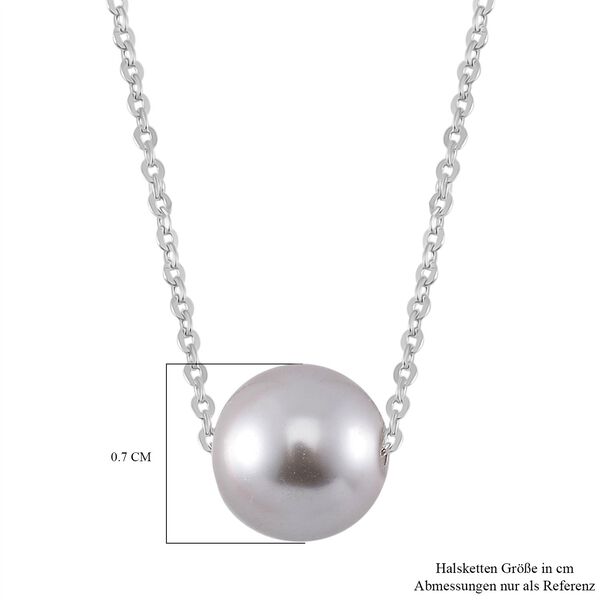 Graue Muschelkernperle Halskette Flexibles 925 Silber rhodiniert image number 6