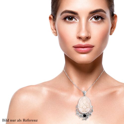 Royal Bali - roter Granat und Ox-bone Anhänger, 925 Silber Schwarz oxidiert ca. 0,97 ct image number 1