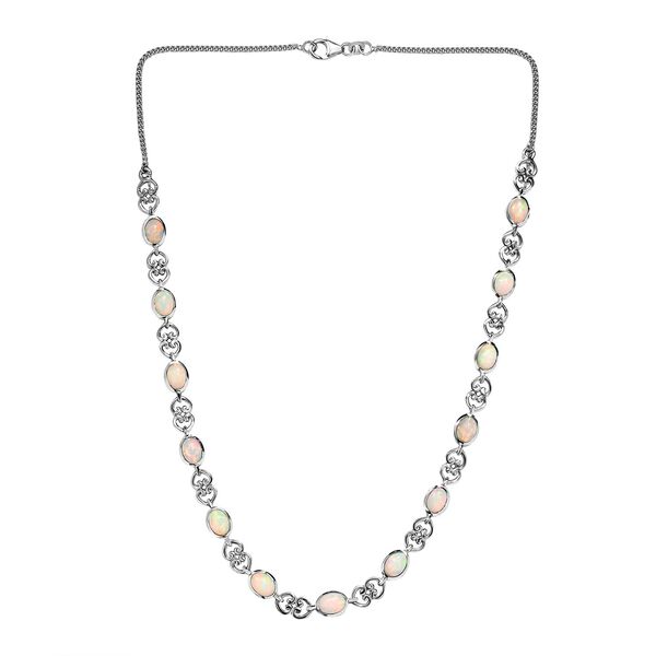 Natürliche, äthiopische Welo Opal-Halskette, ca. 45 cm, 925 Silber platiniert ca. 5.97 ct image number 4