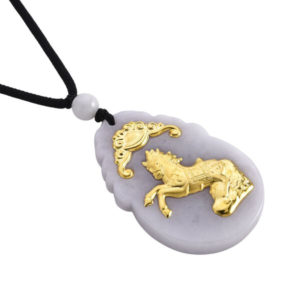 Flexible wei&szlig;e Jade 70cm Halskette in 999 Gelbgold - 85 ct. image number 4