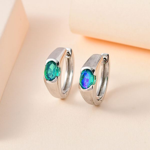 Pfau Quartz Triplette Ohrringe 925 Silber platiniert ca. 1,85 ct. image number 2