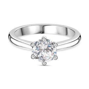 100 Facetten Moissanit Ring, 925 Silber rhodiniert - 1,01 ct.