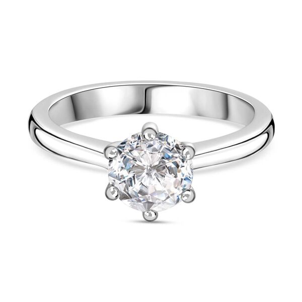 100 Facetten Moissanit Ring, 925 Silber rhodiniert - 1,01 ct.