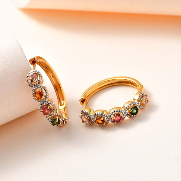 Mehrfarbige-Turmalin Ohrringe, 925 Silber vergoldet, ca. 1.09 ct image number 2