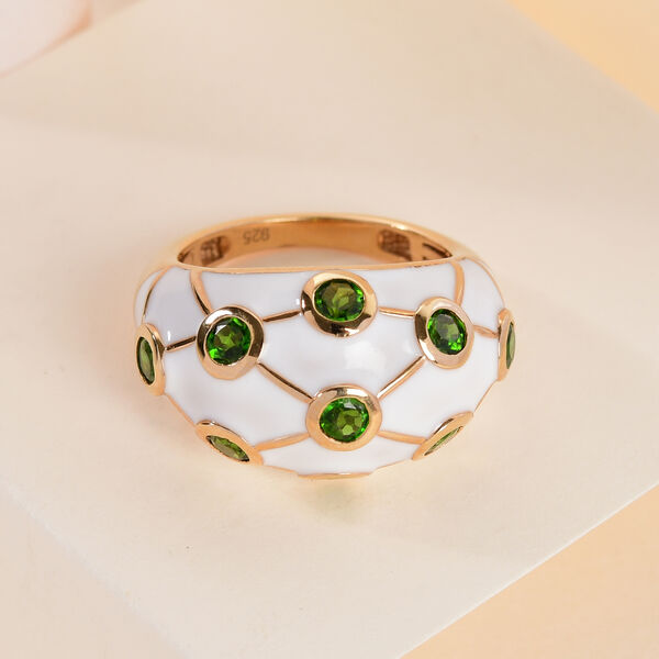 Natürlicher Chromdiopsid Ring 925 Silber vergoldet  ca. 0,61 ct image number 2