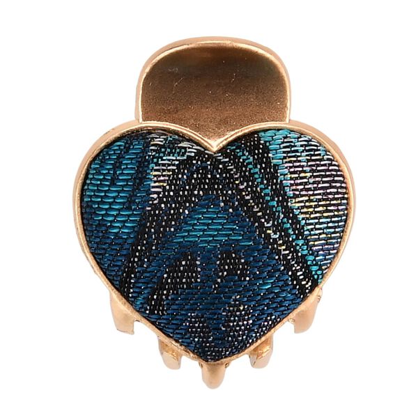 LA MAREY 2er-Set Brokat Seiden-Haarspangen und Ohrringe, Grün image number 6