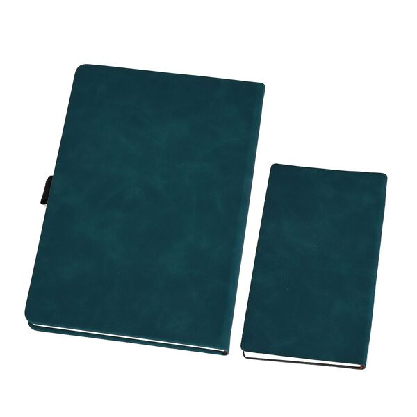 Premium Set; Notizbuch und Taschentagebuch mit geschnitztem, samtigem Hardcover und Kugelschreiber, Grün image number 11