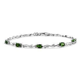 D’joy Natürlicher Chromdiopsid Armband ca. 18 cm 925 Silber rhodiniert ca. 1,27 ct.