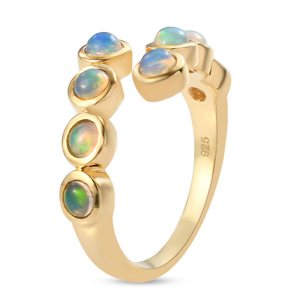 Nat&uuml;rlicher &Auml;thiopischer Opal bypass Ring 925 Silber 585 Vergoldet image number 5