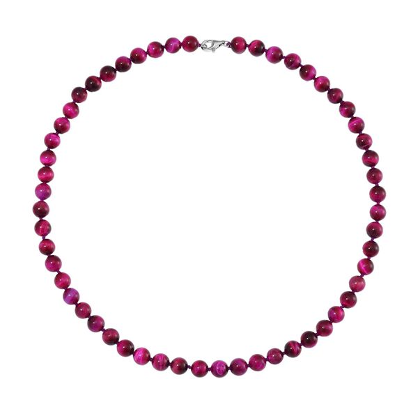 Fuchsie Tigerauge Halskette ca. 50 cm 925 Silber rhodiniert ca. 208.50 ct image number 2