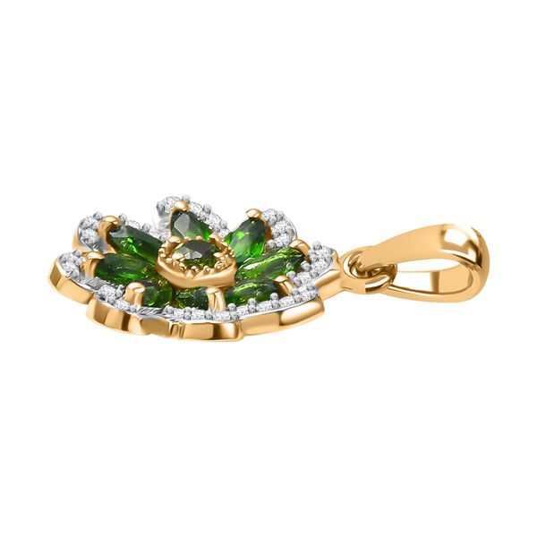 Natürlicher Chromdiopsid Anhänger 925 Silber vergoldet ca. 1.06 ct image number 4