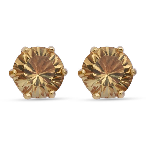 Citrin Ohrstecker 925 Silber Vergoldet  3.06 ct