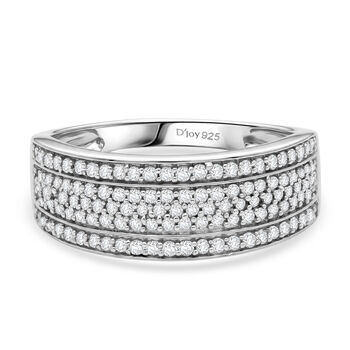 D'Joy Wei&szlig;er Diamant Ring 925 Silber Rhodiniert (Gr&ouml;&szlig;e 18.00) ca. 0,53 ct