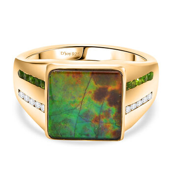 D'Joy Ammolit, Chromdiopsid und Moissanit Ring - 3,42 ct.