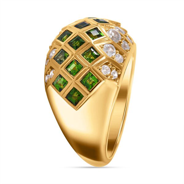 Natürlicher Chromdiopsid, weißer Zirkon Ring, 925 Silber vergoldet (Größe 16.00) ca. 2.99 ct image number 3