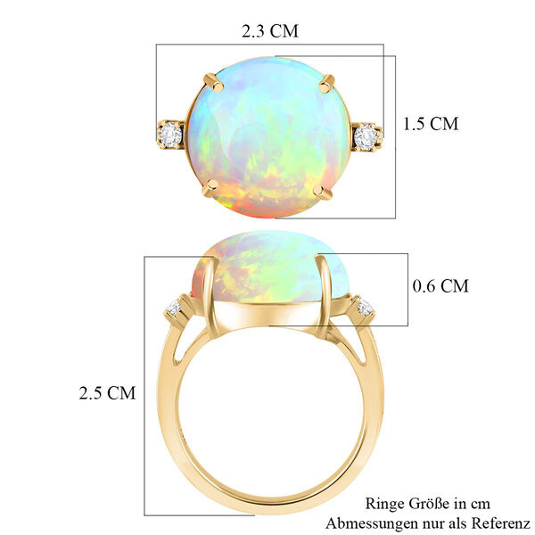 AAA Nat&uuml;rlicher, &auml;thiopischer Welo Opal, Wei&szlig;er Diamant Ring 585 Gold (Gr&ouml;&szlig;e 20.00) ca. 7,25 ct image number 5