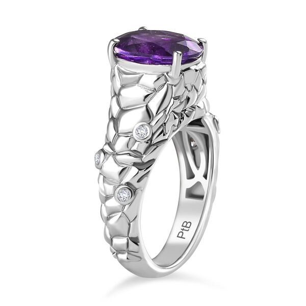 Afrikanischer Amethyst, Wei&szlig;er Zirkon Ring Messing (Gr&ouml;&szlig;e 17.00) ca. 2,84 ct image number 4