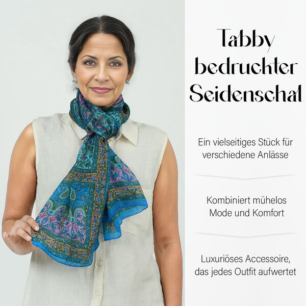 K&ouml;nigsblauer Seidenschal mit Paisleymuster image number 2