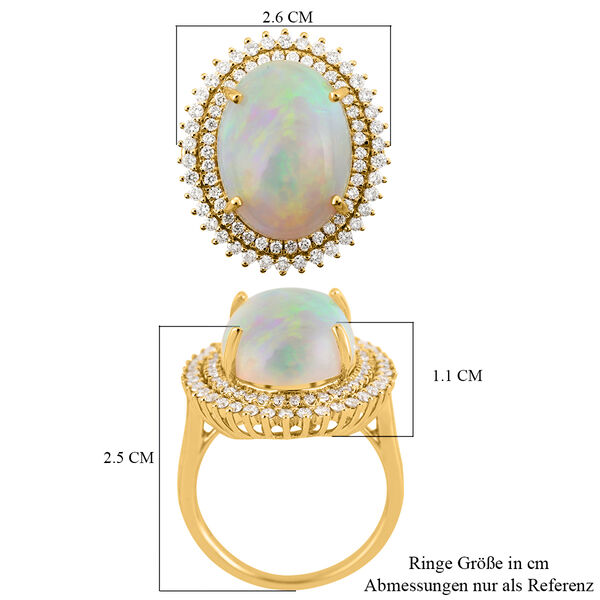 ILIANA - AAAA nat&uuml;rlicher, &auml;thiopischer Opal und Diamant-Ring, SI G-H, 750 Gelbgold  ca. 7,25 ct image number 4