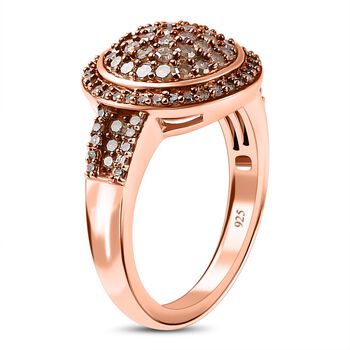 Nat&uuml;rlicher Champagner Diamant Ring 925 Silber Ros&eacute;gold Vermeil (Gr&ouml;&szlig;e 20.00) ca. 0.75 ct