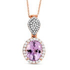 AAA Martha Rocha Kunzit und wei&szlig;er Zirkon-Anh&auml;nger mit Kette, 925 Silber Ros&eacute;gold Vermeil ca. 5,61 ct