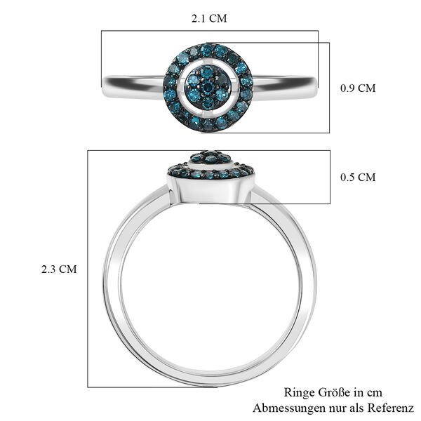 CULLINAN-MINE - Blauer Diamant Ring 925 Silber rhodiniert (Größe 21.00) ca. 0.20 ct image number 6