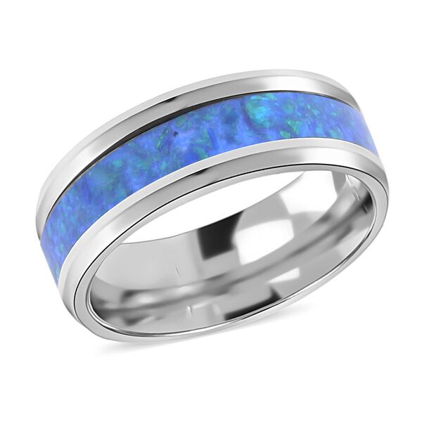 Simulierter Opal Ring, Edelstahl vergoldet, ca. 1.00 ct image number 4