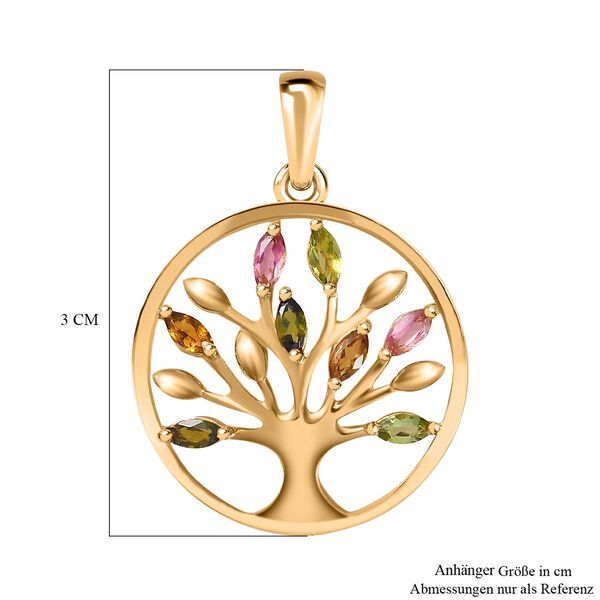 AA Mehrfarbig-Turmalin Anh&auml;nger 925 Silber vergoldet ca. 0,67 ct. image number 6