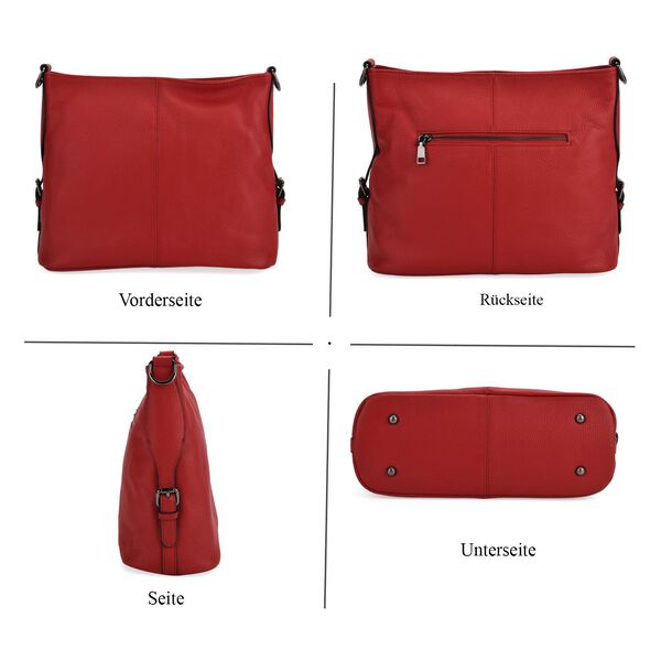 Leder-Crossbody-Tasche mit 3 Tragevarianten, 32x12x25 cm, Rot image number 5