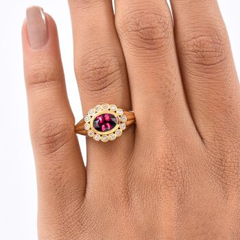 D'Joy nat&uuml;rlicher Rhodolith Granat und Zirkon Ring - 1,90 ct.
