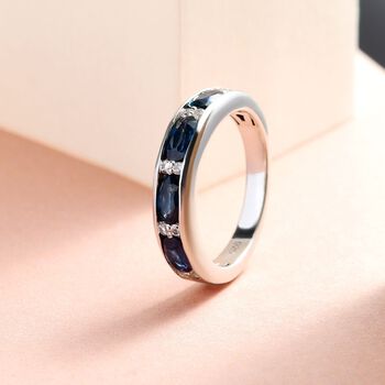 Ozean-gr&uuml;ner Saphir und Zirkon-Ring - 1,52 ct.