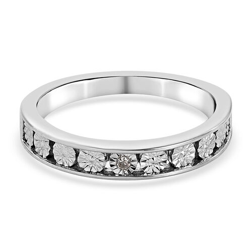 Diamant Half Eternity Ring 925 Silber Platin-Überzug image number 0
