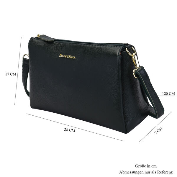 Sencillez Crossbody Tasche aus echtem Leder,  Gr&ouml;&szlig;e 28x9x17 cm, Dunkelgr&uuml;n image number 6