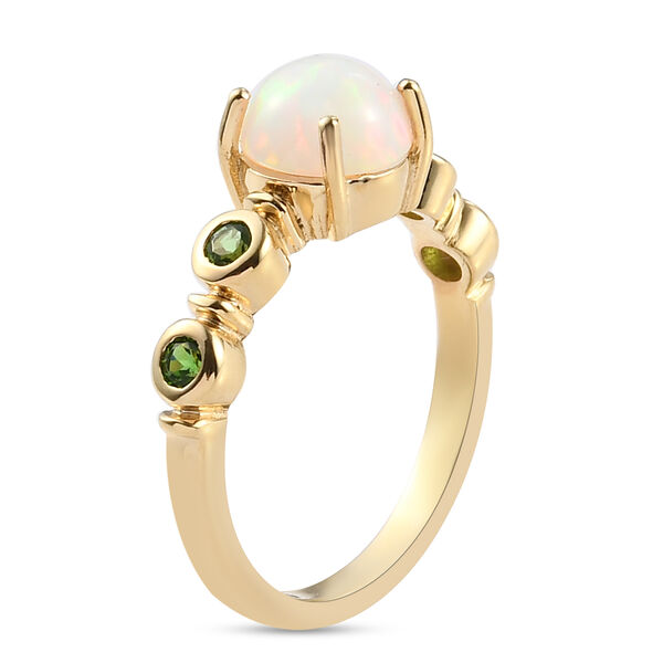 Natürlicher Äthiopischer Opal und Natürlicher Chromdiopsid Ring 925 Silber vergoldet  ca. 1,17 ct image number 5