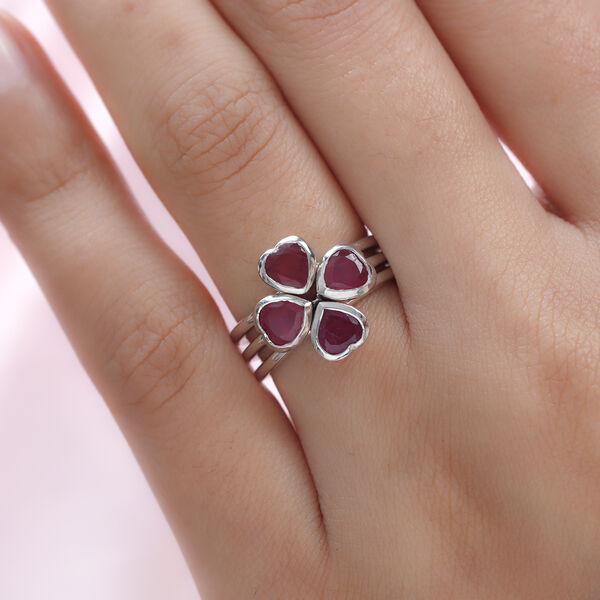 3er-Set - afrikanischer Rubin-Stacking-Ring in Silber, 2,87 ct. image number 3