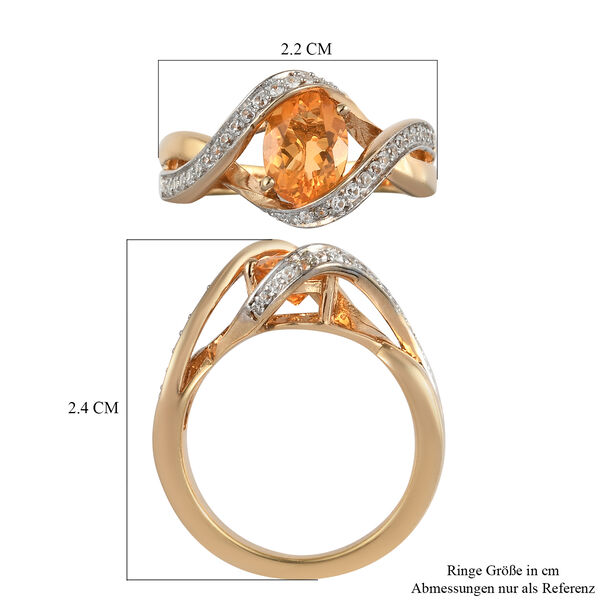 Mexikanischer Kirschfeuer-Opal und Zirkon Ring 925 Silber vergoldet  ca. 1,17 ct image number 7