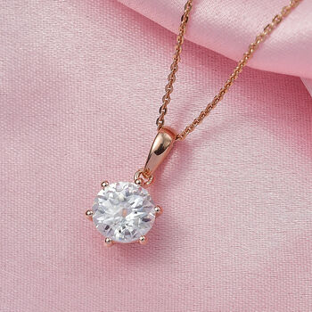 D'Joy Moissanit Anh&auml;nger mit 50cm Kette, 925 Silber ros&eacute;vergoldet - 1,80 ct.