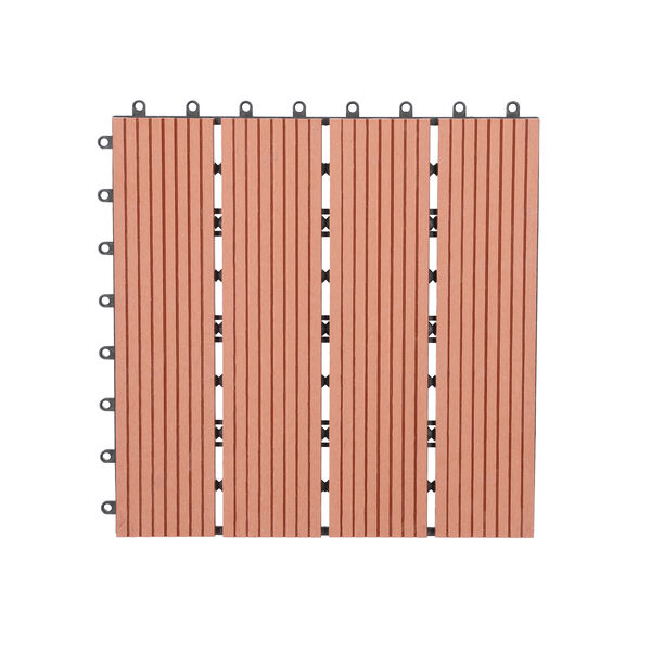 11er-Set - Terrassenfliesen aus WPC mit Falzung, Braun image number 0