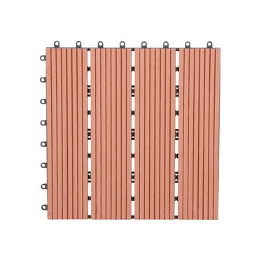 11er-Set - Terrassenfliesen aus WPC mit Falzung, Braun