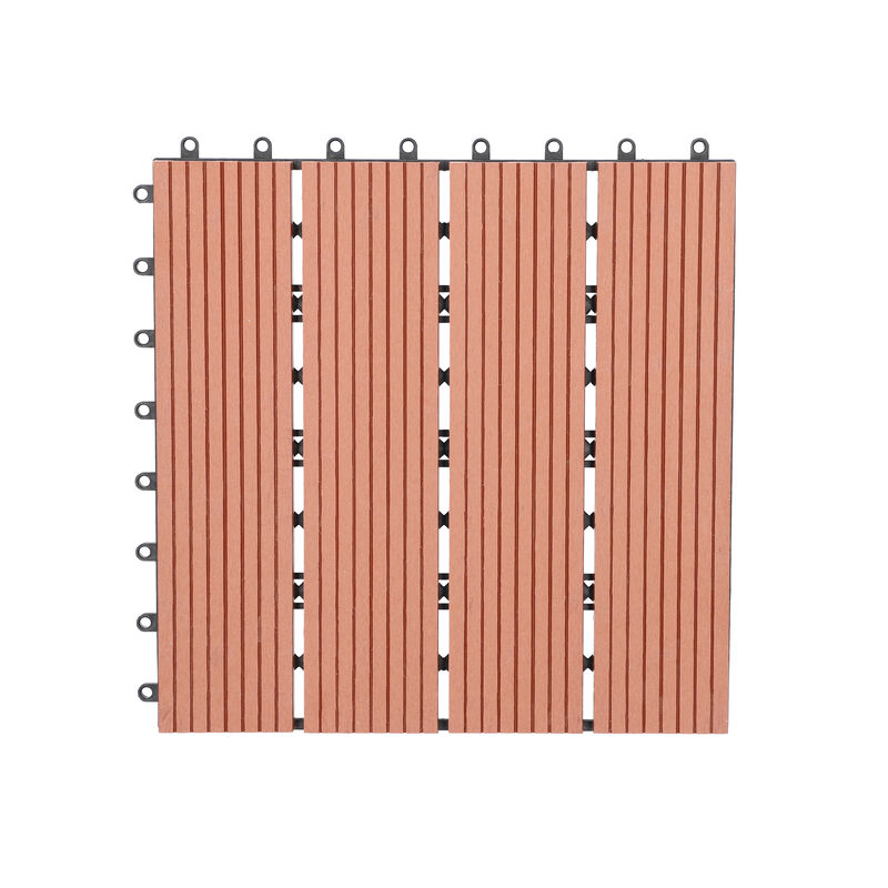 11er-Set - Terrassenfliesen aus WPC mit Falzung, Braun image number 0