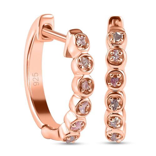 Natürliche, ungeschliffene Rosa Diamant-Creolen- 0,10 ct. image number 0