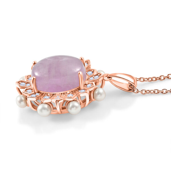 EverTrue Kunzit, S&uuml;&szlig;wasser Perle und Zirkon Anh&auml;nger mit 50cm Kette image number 3