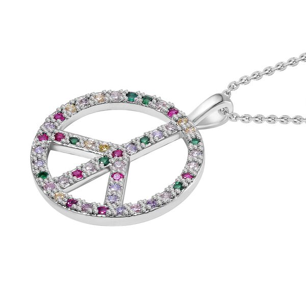 Mehrfarbiger Zirkonia Halskette ca. 50 cm Messing image number 3