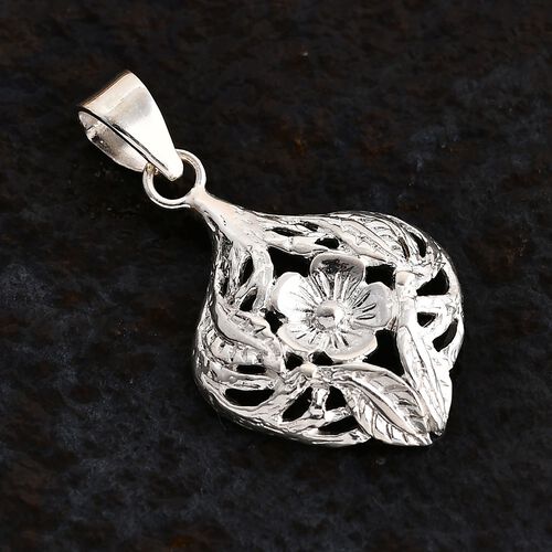 Royal Bali Kollektion - Floraler Anhänger in 925 Silber image number 1