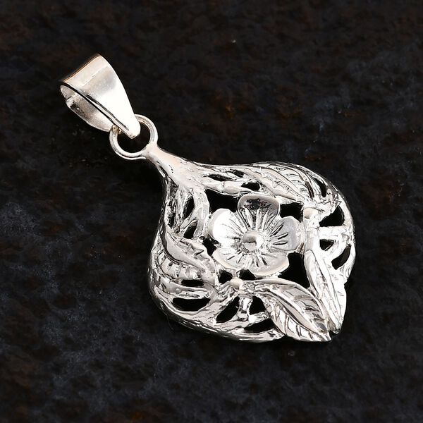 Royal Bali Kollektion - Floraler Anhänger in 925 Silber image number 1