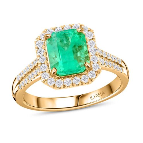 Iliana AAA Kolumbianischer Smaragd, Weißer Diamant Ring 750 Gold (Größe 17.00) ca. 3,30 ct image number 0