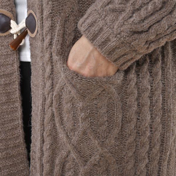 Langer Cardigan mit Schlaufe, Braun image number 7